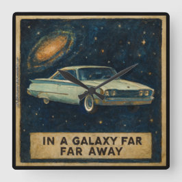 Retro Cruiser in Deep Space Quadratische Wanduhr