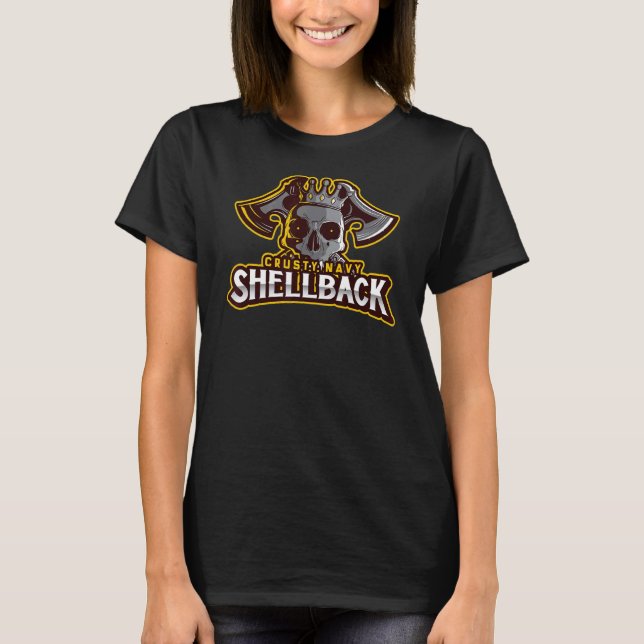 Retro Crusty Navy Shellback Verteidiger der Tiefe T-Shirt (Vorderseite)
