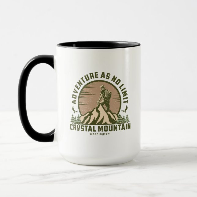 Retro Crystal Mountain Wandern Sonnenuntergang T - Tasse (Links)