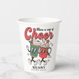 Retro Cup Cheer Hot Chocolate Holiday Pappbecher