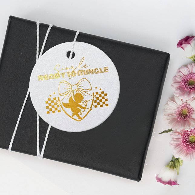 Retro Cupid Single Valentinstag Bezahlung Geschenkanhänger (Von Creator hochgeladen)