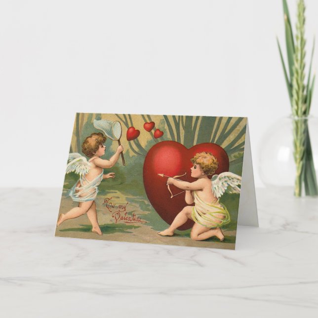 Retro Cupid Valentine's Day Card Feiertagskarte (Vorderseite)