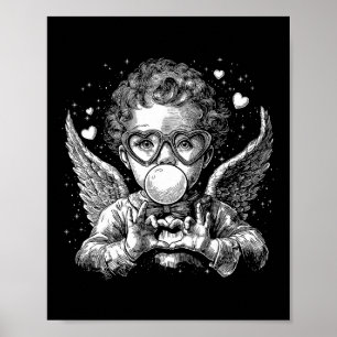 Retro Cupid Valentinstag Bläst Blase Mit Sonnenbri Poster