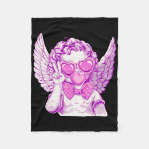 Retro Cupid Valentinstag Niedlicher Retro-Cupid bl Fleecedecke
