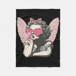 Retro Cupid Valentinstag Süßer Vintage Cupid Bläst Fleecedecke