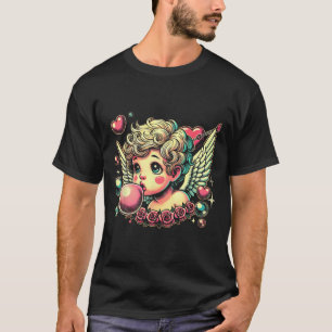 Retro Cupid Valentinstag Süßer Vintage Cupid Bläst T-Shirt