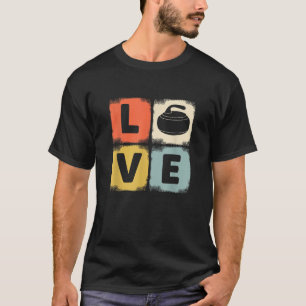 Retro Curling Liebesdesign Curler Winter Eis Sport T-Shirt