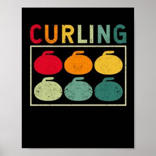 Retro Curling-Wintersport Vintage-Eisstein-Team Poster