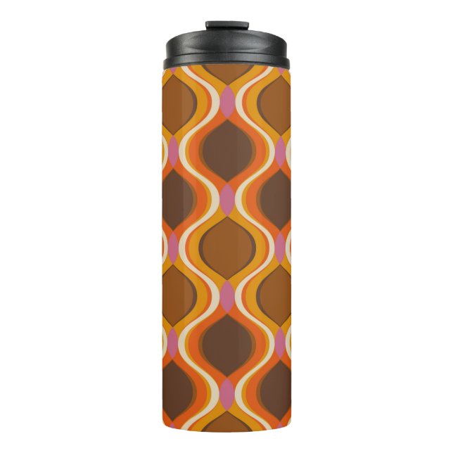Retro curves seamless pattern. 70s 60s style wallp thermosbecher (Vorderseite)