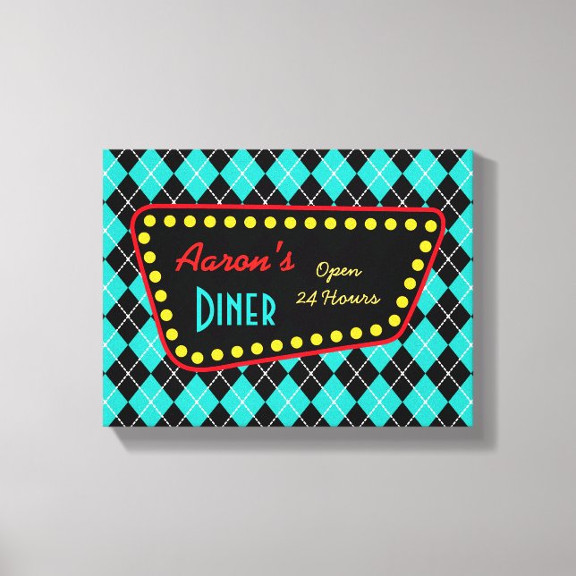 Retro-Custom-Dinerschild-Kunst Leinwanddruck (Vorderseite)