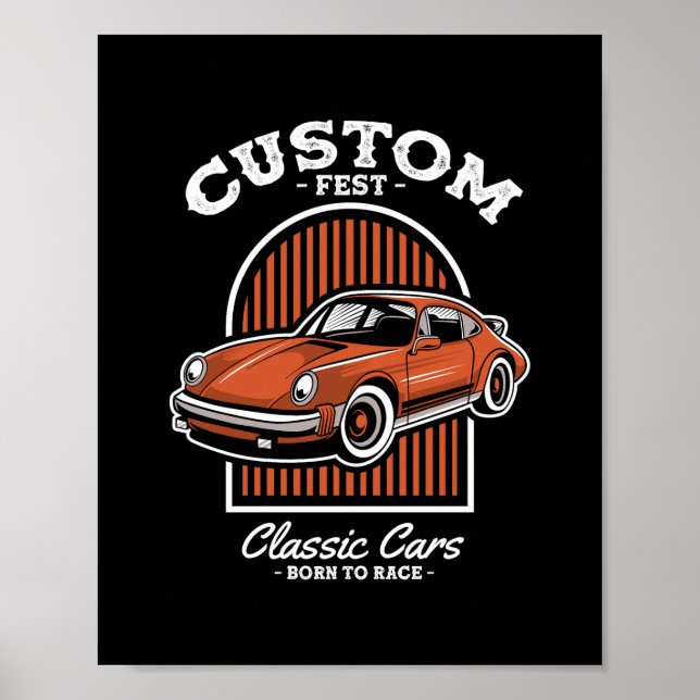 Retro Custom Fest Sportwagen-Design Poster (Vorne)