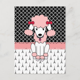 Retro custom girdiva pink Paris Poodle Postkarte