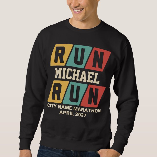 Retro Custom Name Marathon Support Sweatshirt (Vorderseite)