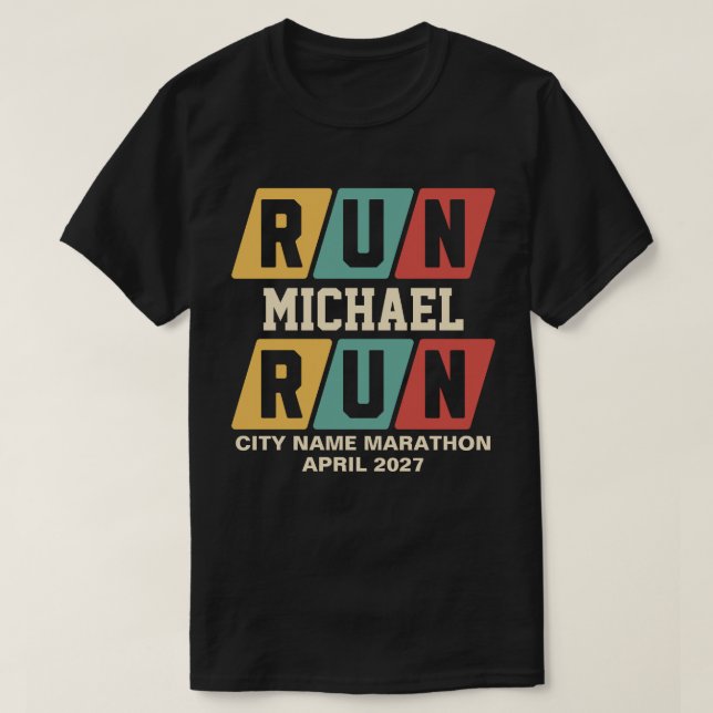 Retro Custom Name Marathon Support T-Shirt (Design vorne)