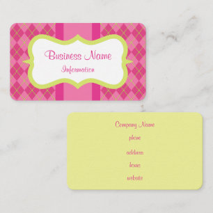 Retro-Custom-Pink-Lime-Argyle-Geschäftskarten Visitenkarte