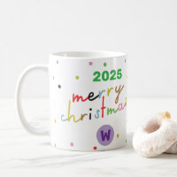Retro CUSTOM TEXT polka dot MERRY CHRISTMAS
