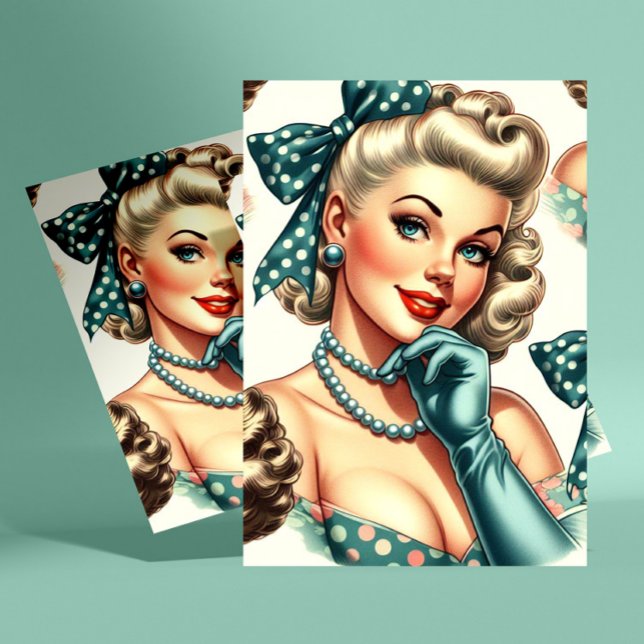 Retro Cute Classic Pinup Postkarte (Von Creator hochgeladen)