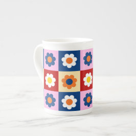 Retro Cute colorful Flowers Pattern Prozellantasse