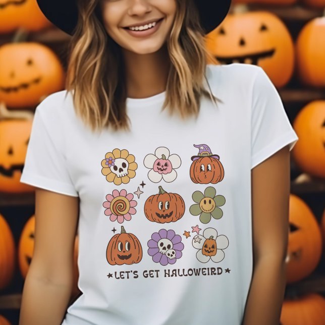 Retro Cute Halloween Flowers T-Shirt (Von Creator hochgeladen)