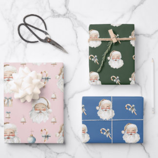 Retro Cute Santa Claus & Candy Cane Christmas  Geschenkpapier Set