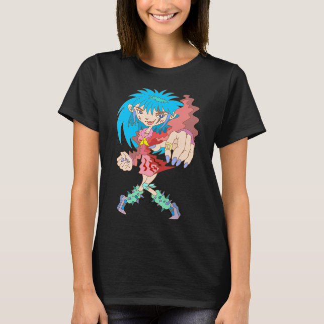 Retro-Cyberpunk-Mädchen. T-Shirt (Vorderseite)