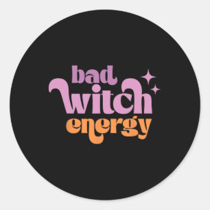 Retro D Hexe Energy Shirt Halloween Hexy Vibes Runder Aufkleber
