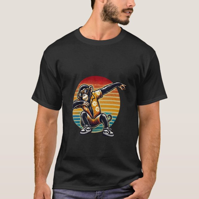 Retro Dab Tanzen Schimpanse Affe T-Shirt (Vorderseite)