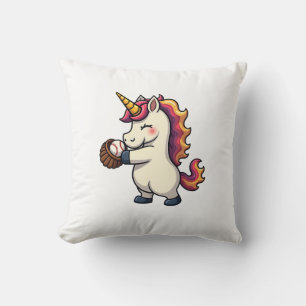 Retro Dabbing Einhorn Baseball Cartoon Vektor De Kissen
