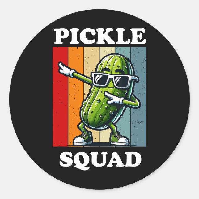 Retro Dabbing Pickle Dancing Cucumber Pickle Squad Runder Aufkleber (Vorderseite)