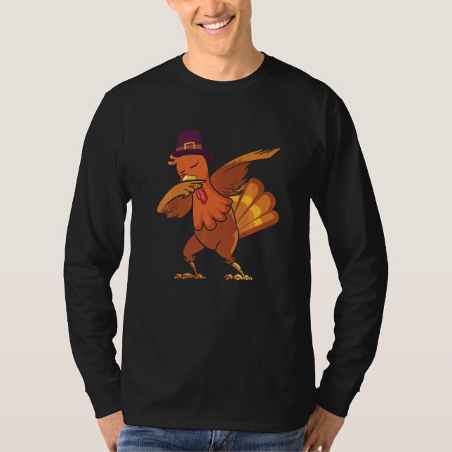 Retro Dabbing Turkey Family Matching Thanksgiving  T-Shirt (Vorderseite)