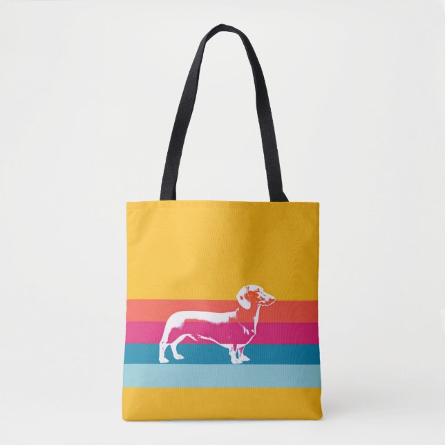 Retro-Dachshund-Silhouette – Bunte Pop-Hunde-Kunst (Vorderseite)
