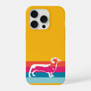 Retro-Dachshund-Silhouette – Bunte Pop-Hunde-Kunst iPhone 15 Pro Hülle