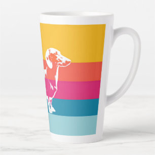Retro-Dachshund-Silhouette – Bunte Pop-Hunde-Kunst Milchtasse