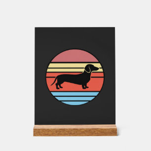 Retro-Dachshund-Sonnenuntergangs-Vektor Acrylschild