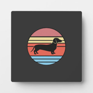 Retro-Dachshund-Sonnenuntergangs-Vektor Fotoplatte