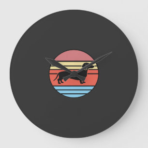 Retro-Dachshund-Sonnenuntergangs-Vektor Große Wanduhr