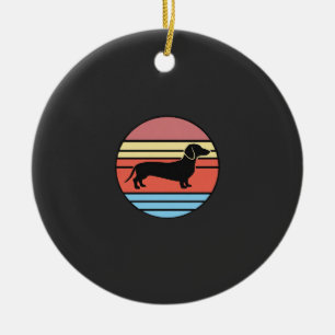 Retro-Dachshund-Sonnenuntergangs-Vektor Keramik Ornament
