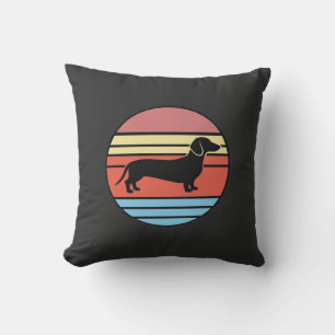 Retro-Dachshund-Sonnenuntergangs-Vektor Kissen
