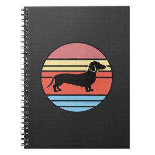 Retro-Dachshund-Sonnenuntergangs-Vektor Notizblock