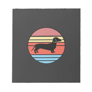 Retro-Dachshund-Sonnenuntergangs-Vektor Notizblock