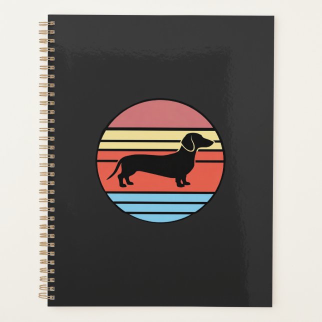Retro-Dachshund-Sonnenuntergangs-Vektor Planer (Vorderseite)