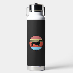 Retro-Dachshund-Sonnenuntergangs-Vektor Trinkflasche