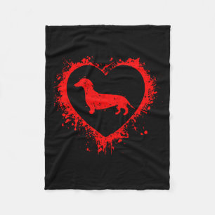 Retro Dachshund Valentinstag Herzform Mein Vale Fleecedecke
