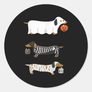 Retro Dackel Halloween Dackel Dog Pumpkin Weeni Runder Aufkleber