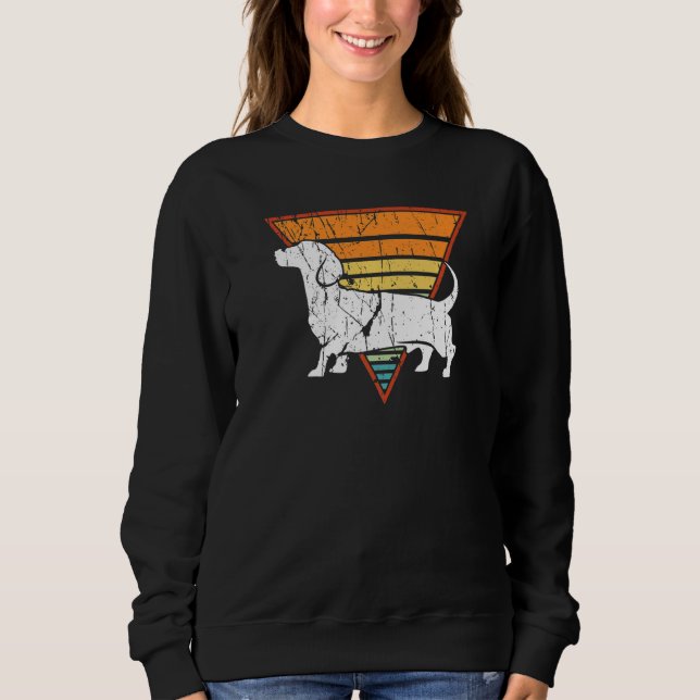 Retro Dackel Hund Sweatshirt (Vorderseite)