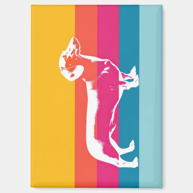 Retro-Dackel-Silhouette – Bunte Pop-Hunde-Kunst Magnet (Vorderseite)
