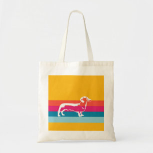 Retro-Dackel-Silhouette – Bunte Pop-Hunde-Kunst Tragetasche