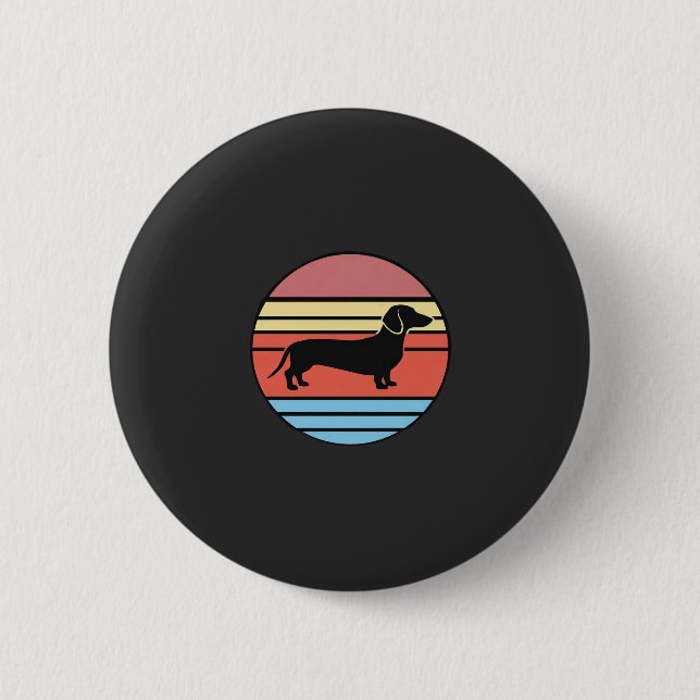 Retro Dackel Sonnenuntergang Vektor Button (Vorderseite)