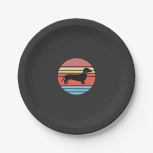 Retro Dackel Sonnenuntergang Vektor Pappteller