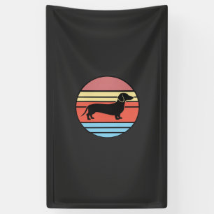 Retro-Dackel-Sonnenuntergangs-Vektor Banner